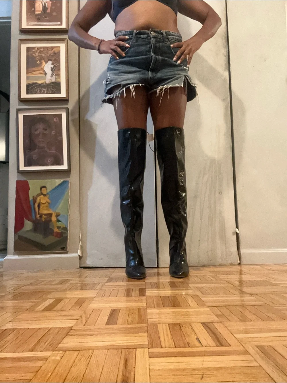 H&M Faux Croc Patent Over-the-Knee Boots